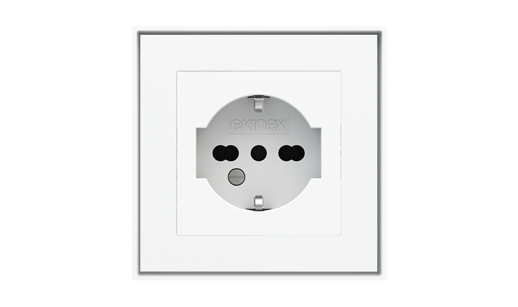 2 USB port (Type A+TypeC) painted Square Cover FR socket (55x55) Fenix NTM White Malè