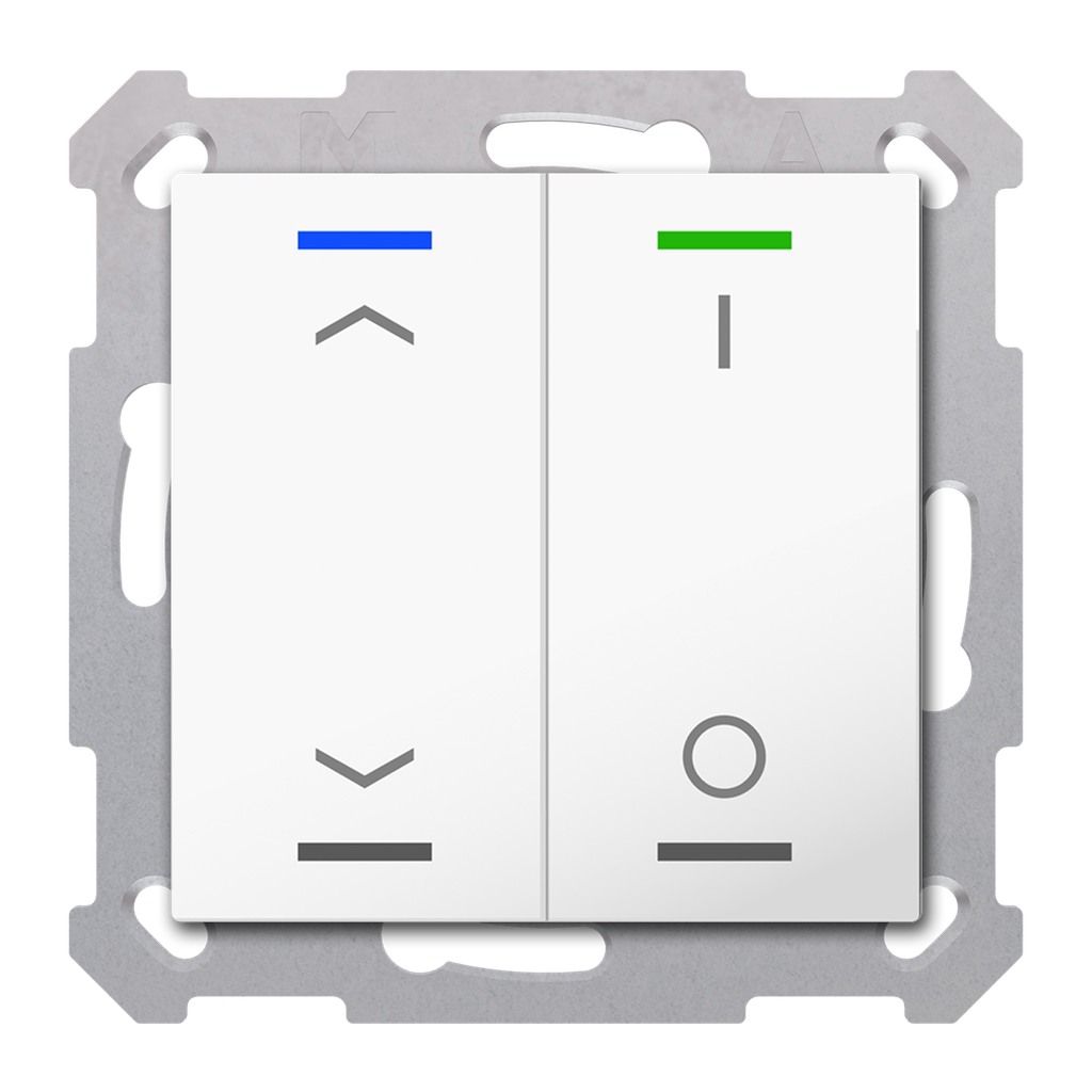 Bouton-poussoir Light 55, 2 paires KNX, RGBW, sonde de temp, blanc, store_commut