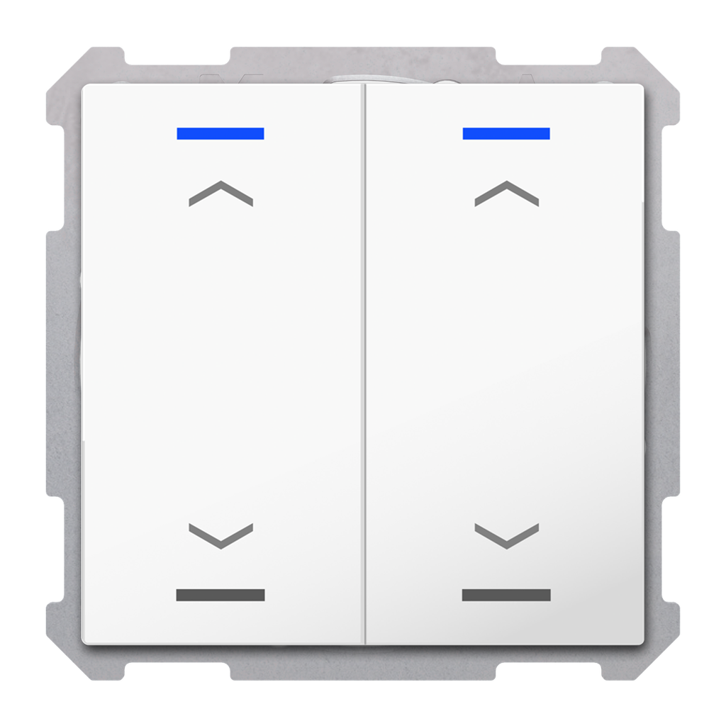 Bouton-poussoir Light 63, 2 paires KNX, RGBW, sonde de température, blanc, store