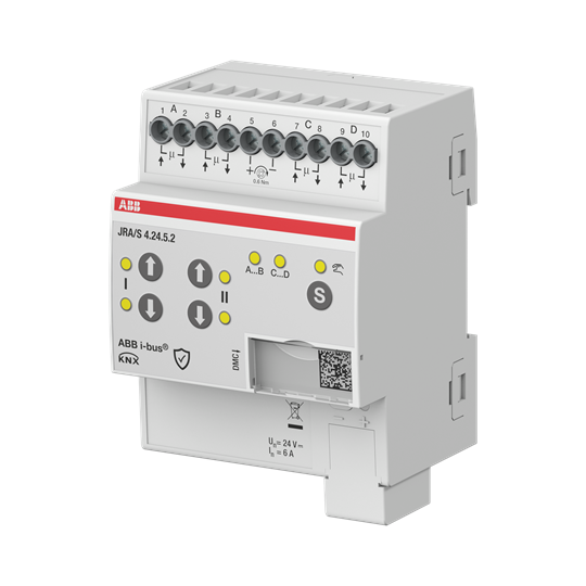 Actionneur KNX Secure 4 Volets/Stores 24 VDC 6A, Cmd manu,dét. Mouv, butées auto